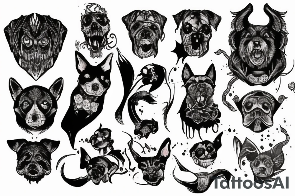 Scary dark dog tattoo idea