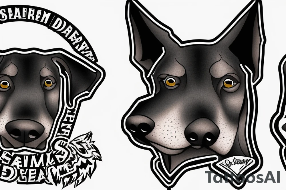 Doberman scary face tattoo idea