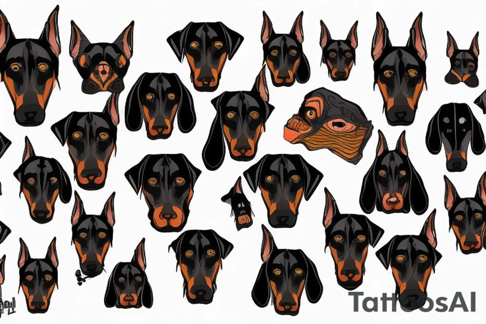 Doberman scary face tattoo idea