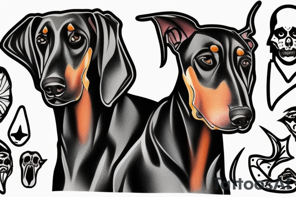 Doberman scary face tattoo idea