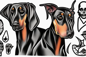 Doberman scary face tattoo idea