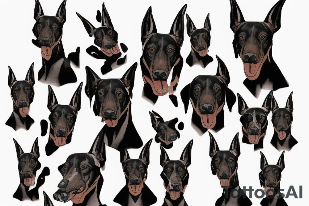 Doberman scary face tattoo idea