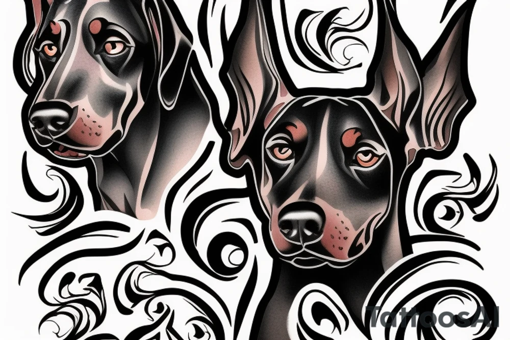 Doberman scary face tattoo idea