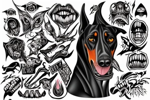 Doberman scary face tattoo idea