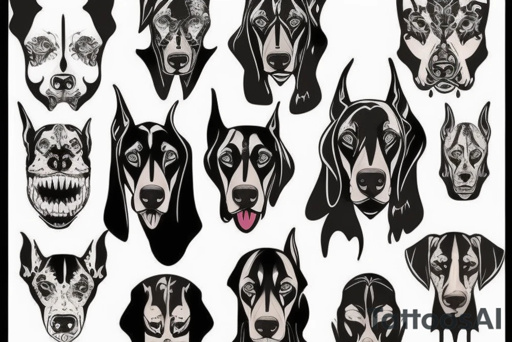 Doberman scary face tattoo idea