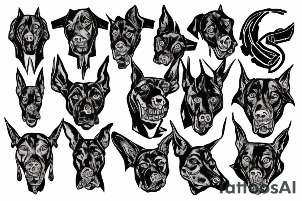 Doberman scary face tattoo idea