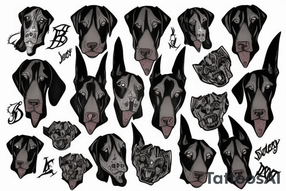 Doberman scary face tattoo idea