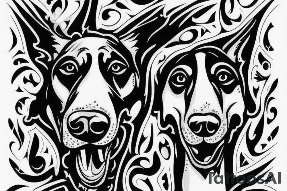Doberman scary face tattoo idea