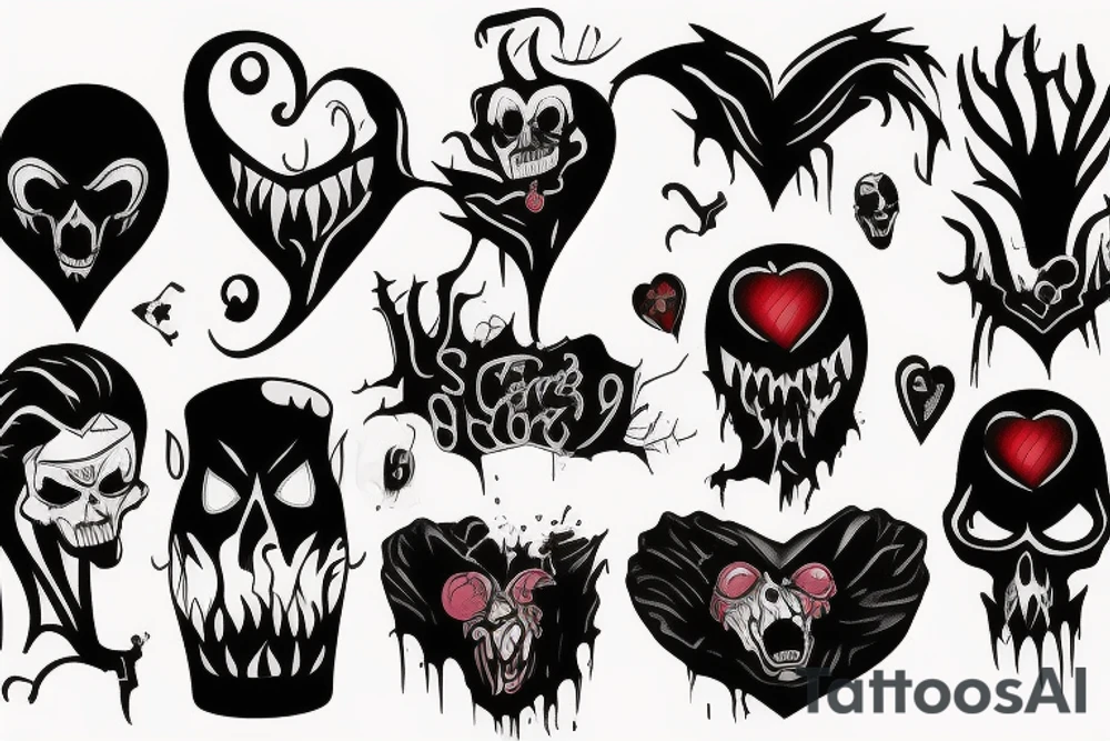 Broken dark heart scary tattoo idea