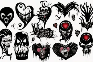 Broken dark heart scary tattoo idea