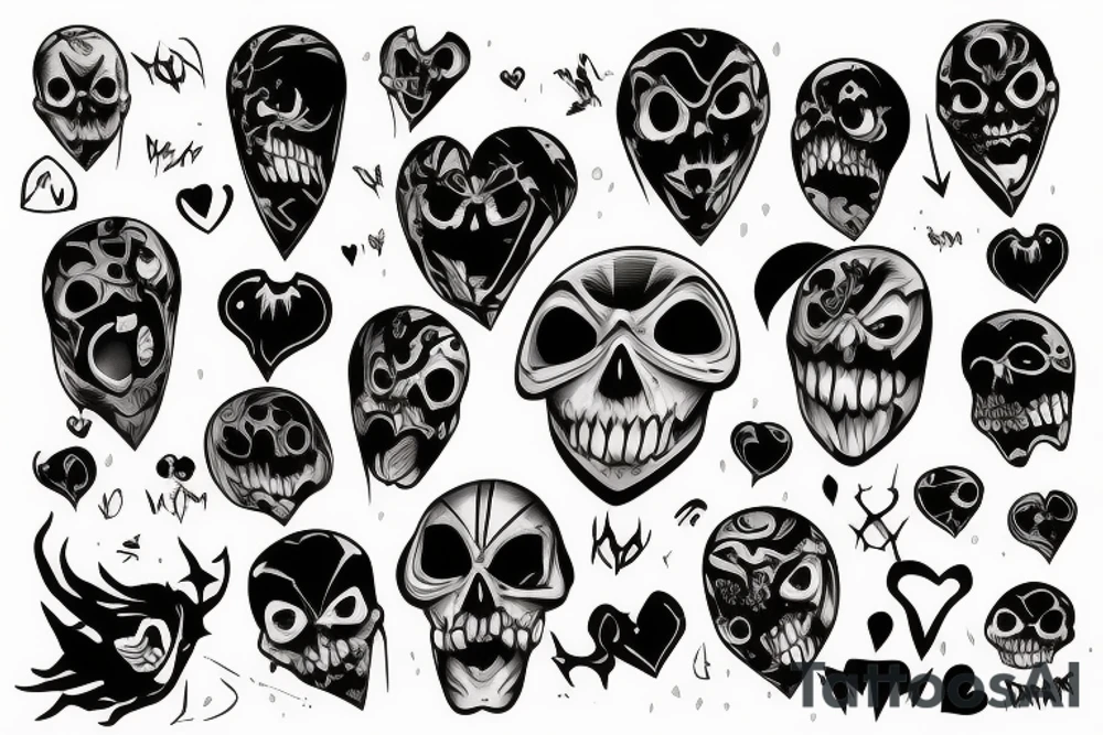 Broken dark heart scary tattoo idea