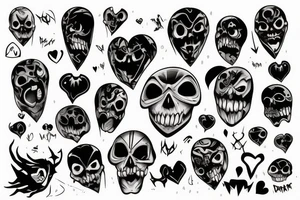 Broken dark heart scary tattoo idea