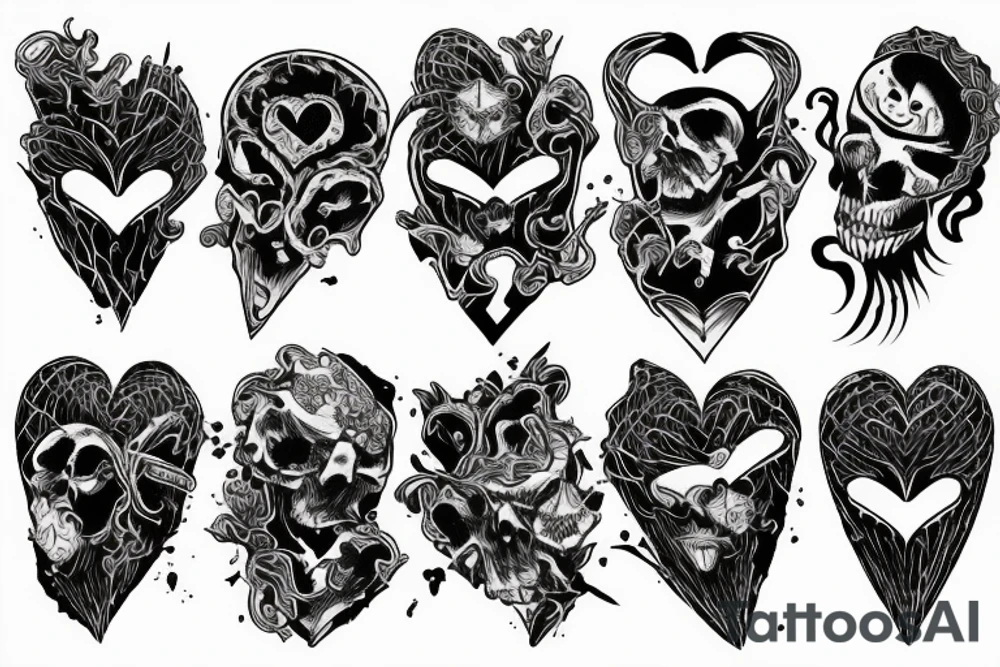 Broken dark heart scary tattoo idea