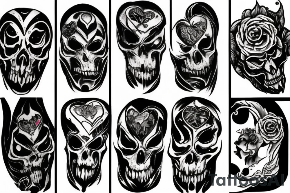 Broken dark heart scary tattoo idea