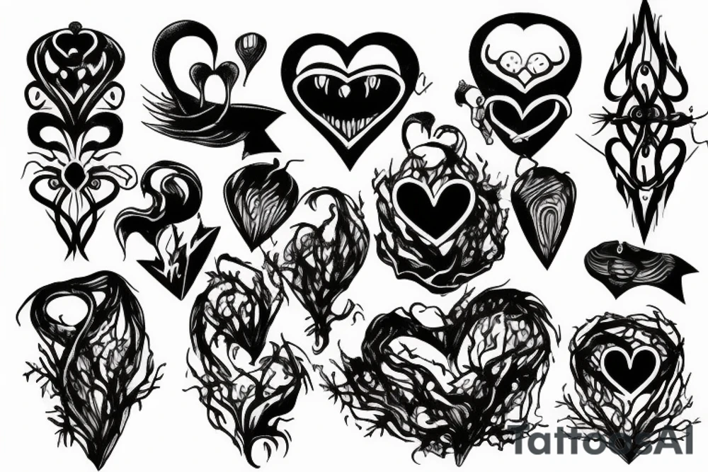 Broken dark heart scary tattoo idea