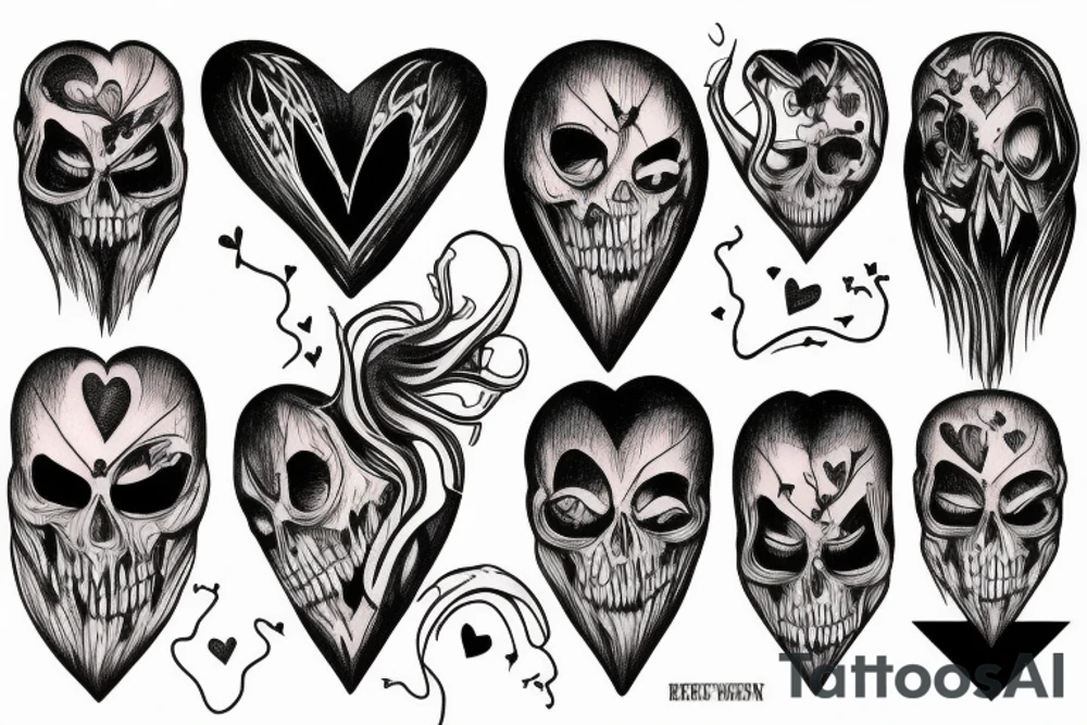 Broken dark heart scary tattoo idea
