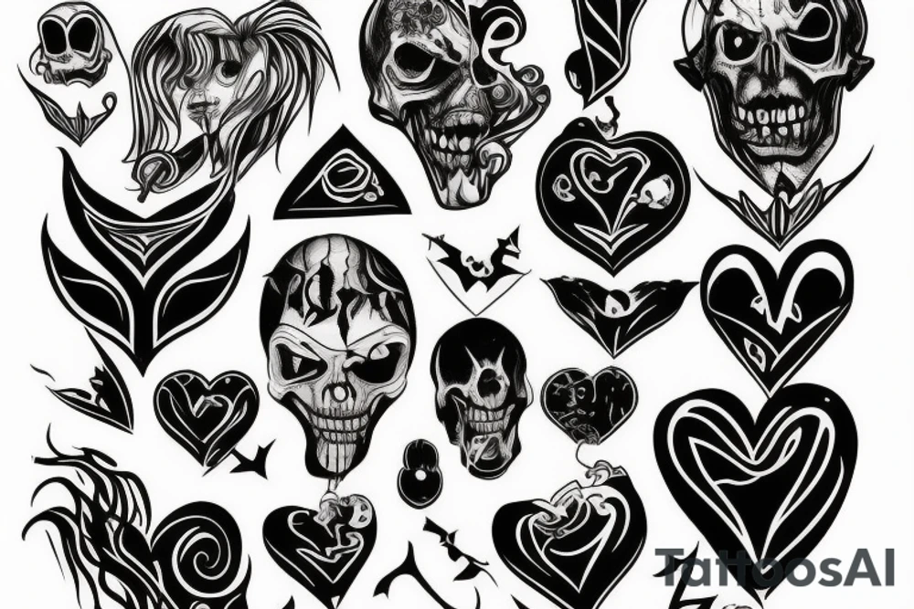 Broken dark heart scary tattoo idea