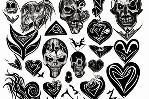 Broken dark heart scary tattoo idea