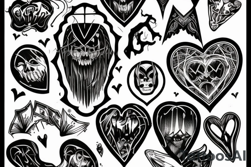 Broken dark heart scary tattoo idea