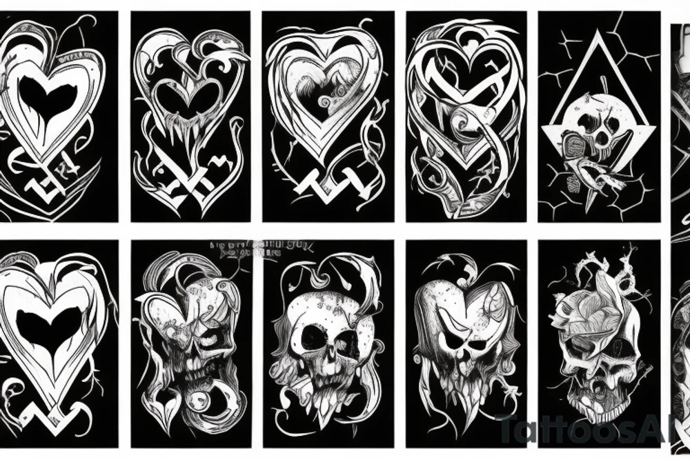 Broken dark heart scary tattoo idea