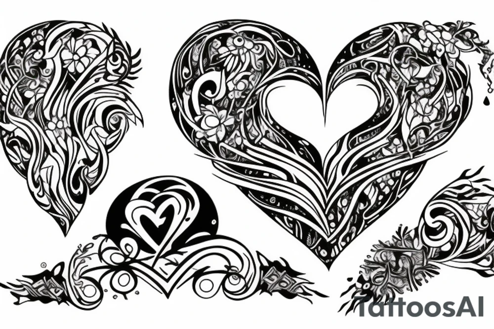 Broken dark heart tattoo idea