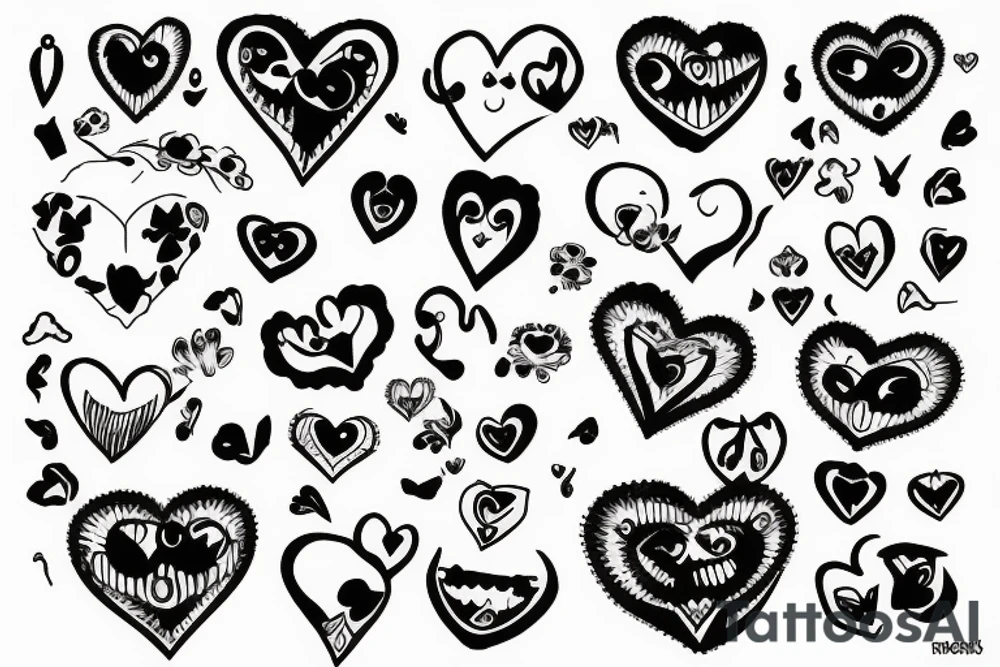 Broken smile dark heart tattoo idea