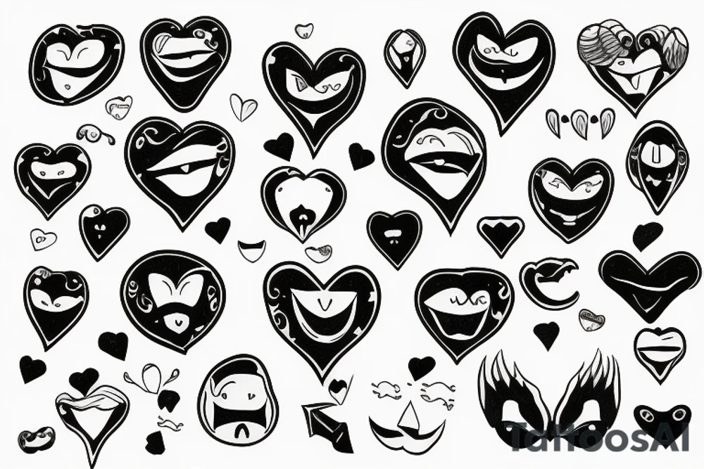 Broken smile dark heart tattoo idea