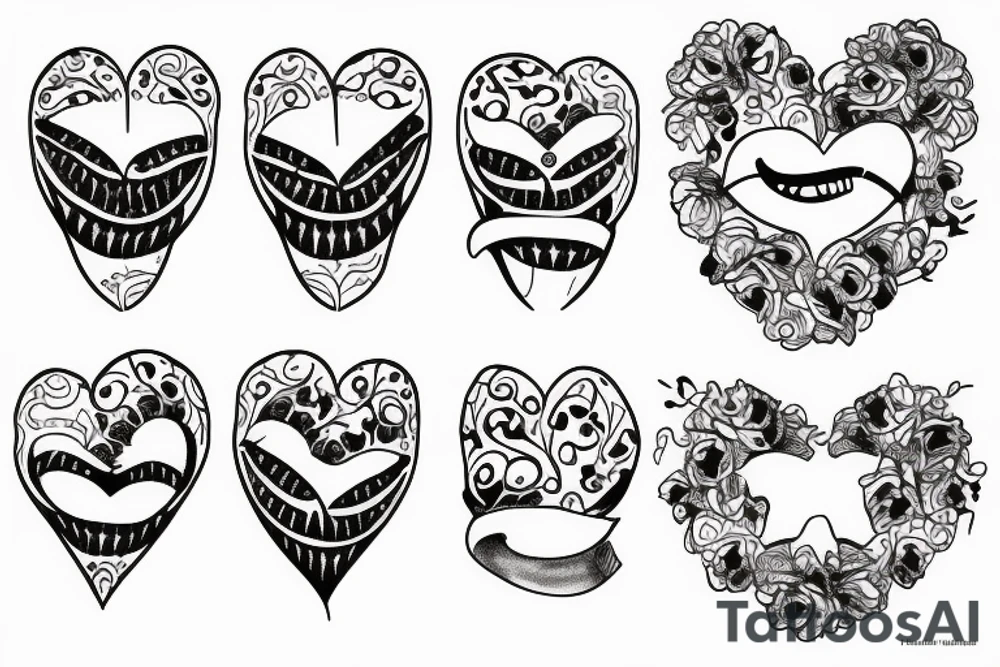 Broken smile dark heart tattoo idea