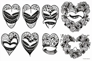Broken smile dark heart tattoo idea