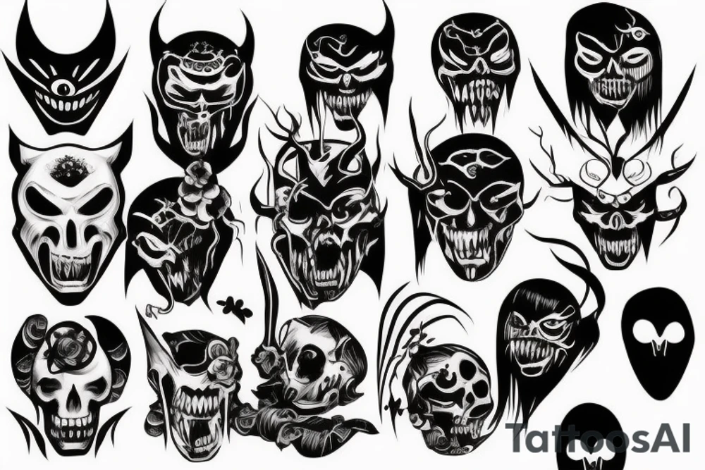 Dark scary mask tattoo idea