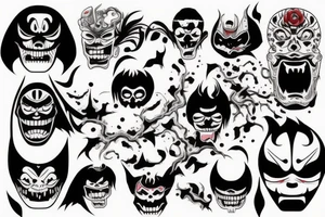 Dark scary Japan mask tattoo idea