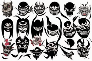 Dark scary Japan mask tattoo idea