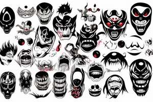 Dark scary Japan mask tattoo idea