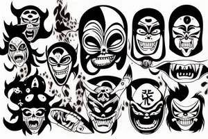 Dark scary Japan mask tattoo idea