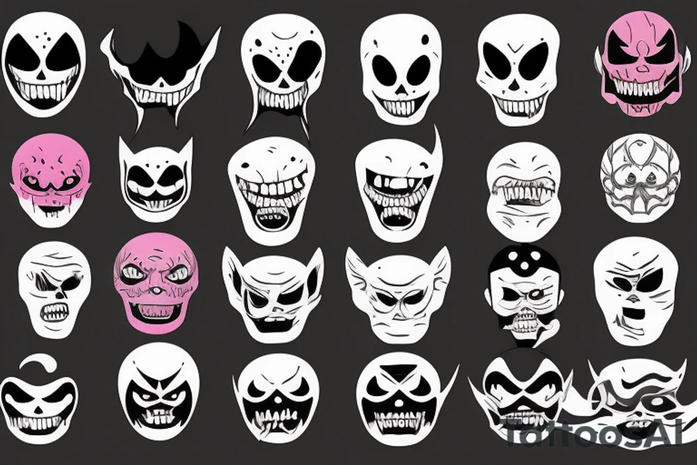Dark scary Japan mask tattoo idea