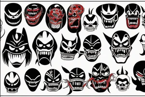 Dark scary Japan mask tattoo idea