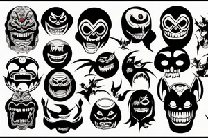 Dark scary Japan mask tattoo idea