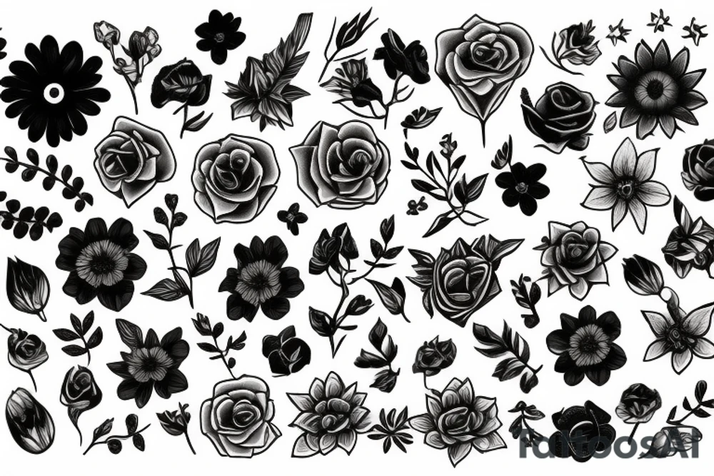 Dark flowers tattoo idea