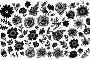 Dark flowers tattoo idea