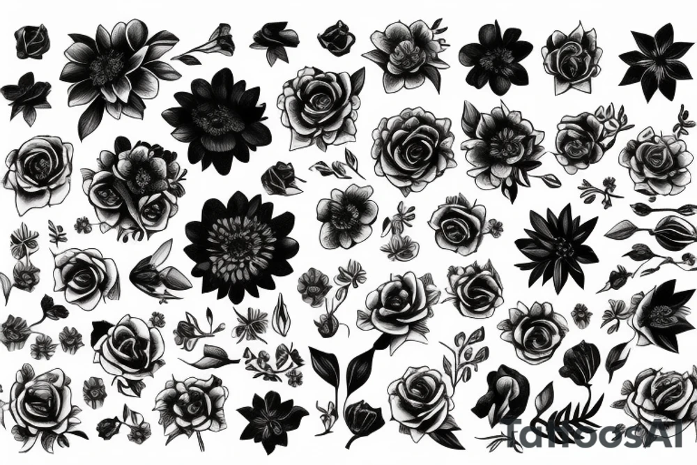 Dark bloody  flowers tattoo idea