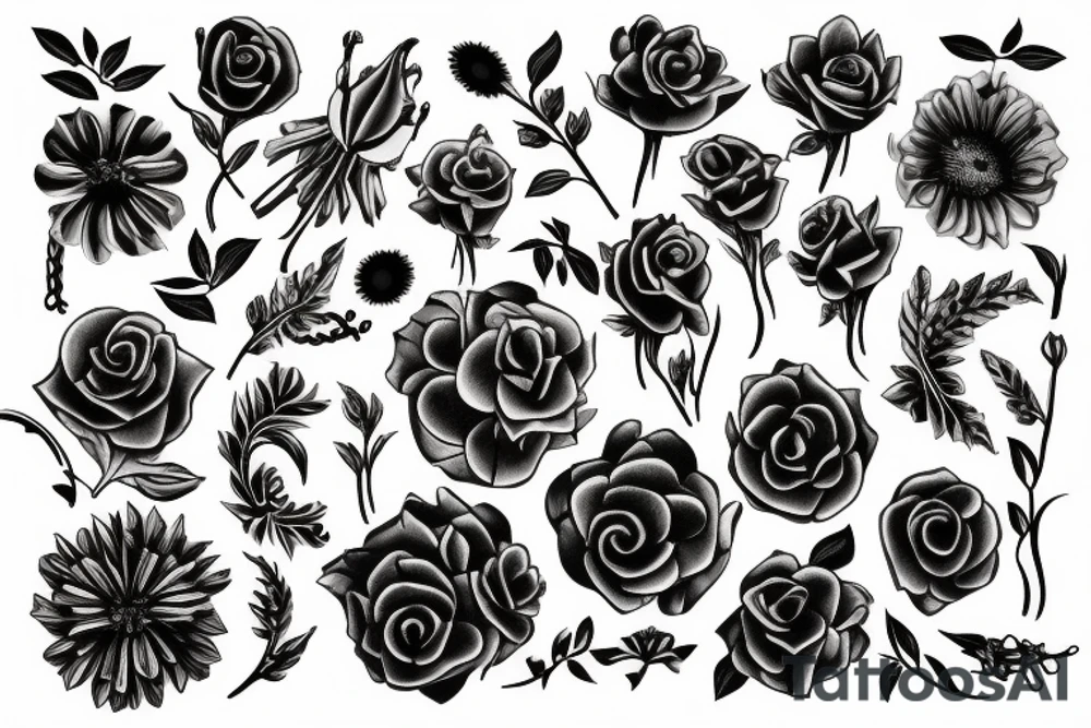 Dark bloody  flowers tattoo idea
