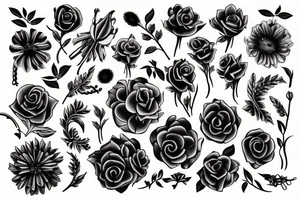 Dark bloody  flowers tattoo idea
