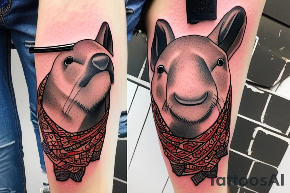 capybara with samurai sword in kimono tattoo idea