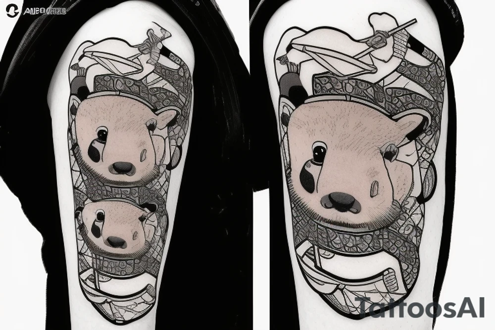 capybara with samurai sword in kimono tattoo idea