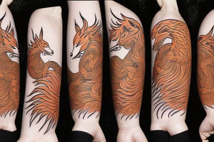nine tailed fox traditional style tattoo idea