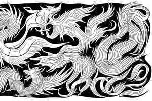 nine tailed fox traditional style tattoo idea