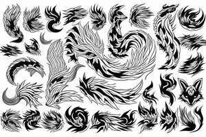 nine tailed fox traditional style tattoo idea