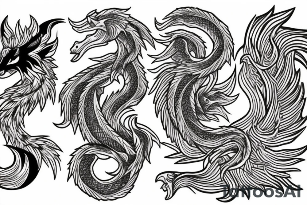nine tailed fox traditional style tattoo idea