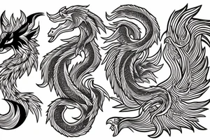 nine tailed fox traditional style tattoo idea