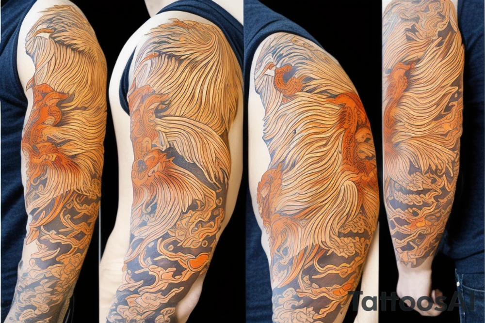 nine tailed fox traditional style tattoo idea